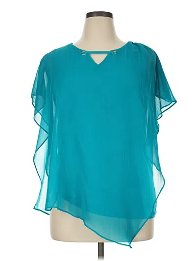 Pre-owned I.n. Studio Short Sleeve Blouse In Teal