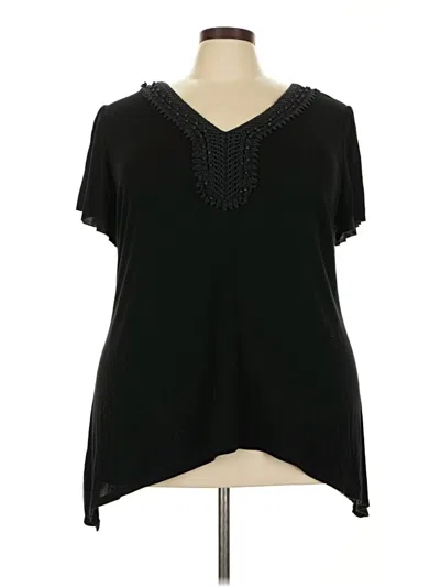 Pre-owned I.n. Studio Short Sleeve Top Black V Neck Tops
