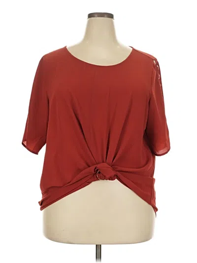 Pre-owned I.n. Studio Short Sleeve Top Burgundy Keyhole Neckline Tops