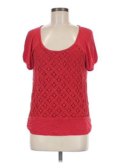 Pre-owned I.n. Studio Short Sleeve Top Red Scoop Neck Tops