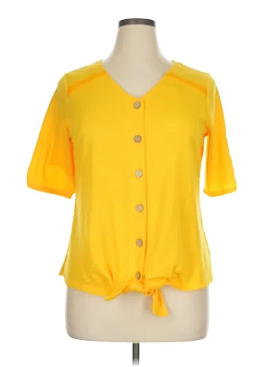 Pre-owned I.n. Studio Short Sleeve Top Yellow Sweetheart Neckline Tops