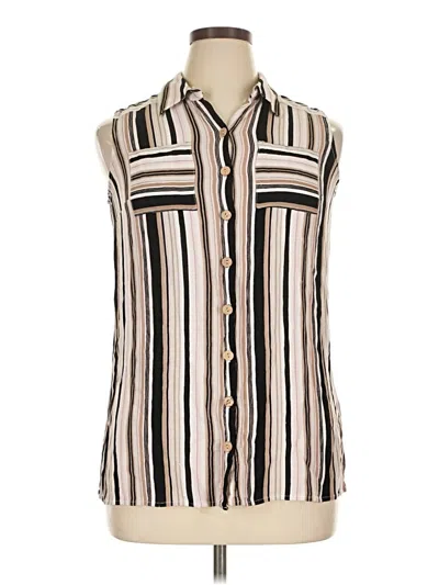 Pre-owned I.n. Studio Sleeveless Button Down Shirt In White