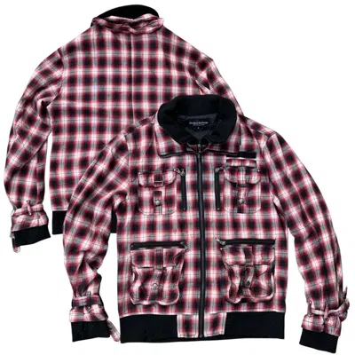 Pre-owned In The Attic Bareback Realdress Checkred Punk Anarchy Jacket In Red