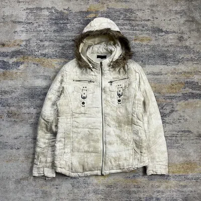 Pre-owned In The Attic Fur Puffer Jacket In White