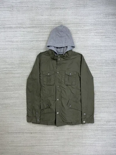 Pre-owned In The Attic Vintage  Multipocket Detachable Hoodie Jacket In Green