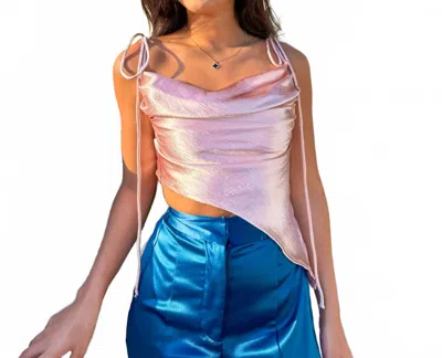 In The Beginning Asymmetrical Top In Metallic Blush In Pink