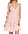 In The Beginning Aubrey Sleeveless Checkered Mini Dress In Coral In Black