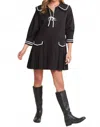 In The Beginning Contrast Pleated Mini Dress In Black