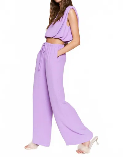 In The Beginning Drawstring Pants With Pleated Crop Top Set In Lavender In Purple