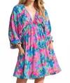 In The Beginning Erin Floral Printed V-neck Mini Dress In Multi-colored In Multi