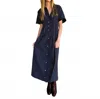 In The Beginning Esther Buttondown Dress In Navy In Blue