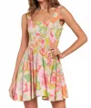 In The Beginning Flirty Florals Mini Dress In Lime In Green
