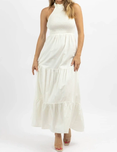 In The Beginning Heatwave Smock And Mock Neck Maxi Dress In White
