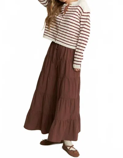 In The Beginning Junie Tiered Maxi Skirt In Chocolate In Gold