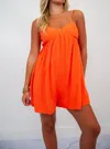 In The Beginning Linen Boho Romper In Orange