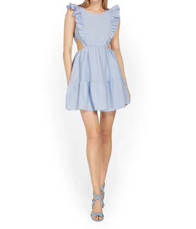 In The Beginning Ruffle Mini Dress With Cut Out Details In Blue