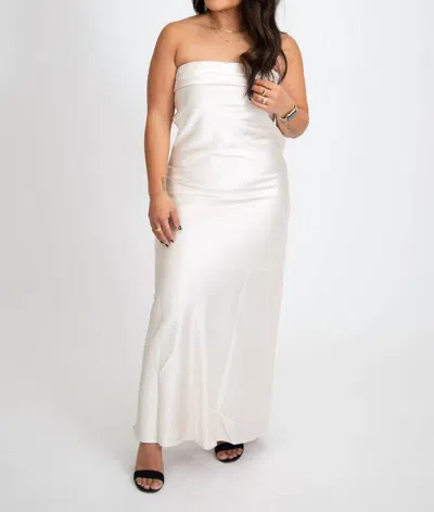 In The Beginning Strapless Open Back Maxi Dress In Ivory In White