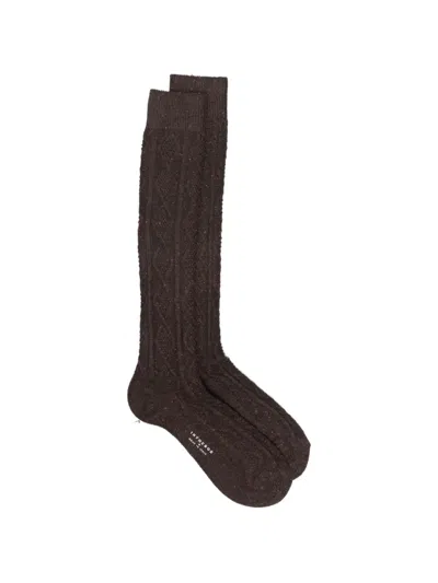 In The Box Cable-knit Flecked Socks In Black
