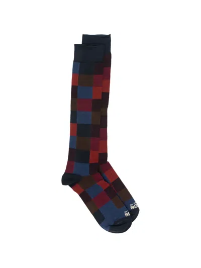 In The Box Check-pattern Cotton Socks In Blue
