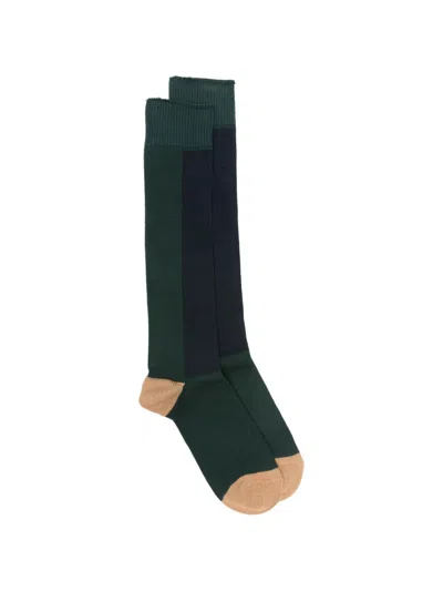 In The Box Colour-block Socks In Green