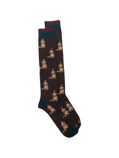 In The Box Dog-patterned Socks In Brown