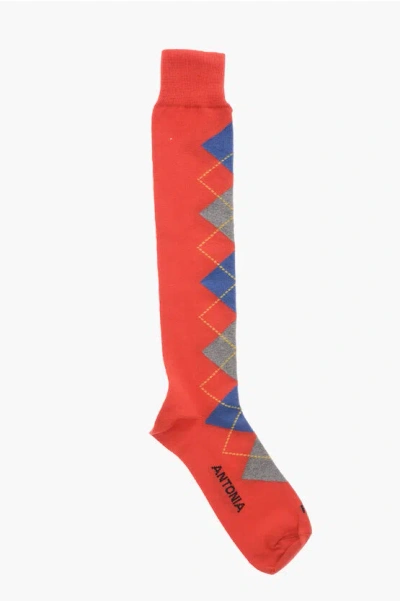 In The Box Limited Edition For Antonia Long Argyle Socks In Red