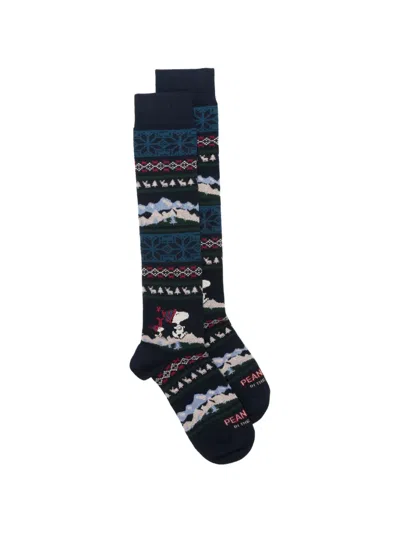 In The Box Peanuts Christimas Socks In Blue