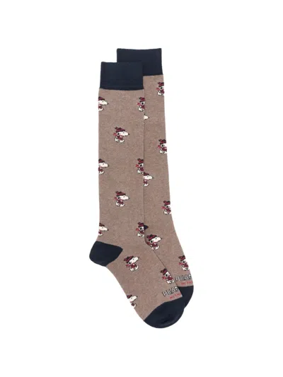 In The Box Peanuts-print Cotton Socks In Neutral