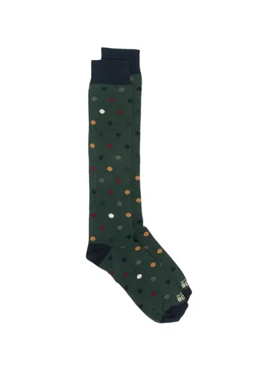 In The Box Polka-dot Cotton Socks In Green