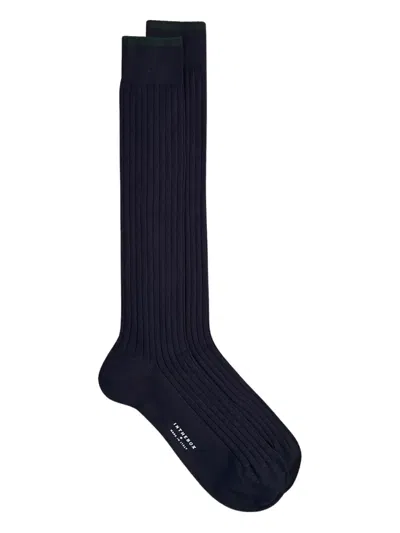 In The Box Ribbed Cotton-blend Socks In Blue