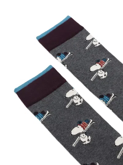 In The Box Snoopy-intarsia Cotton Socks In Gray