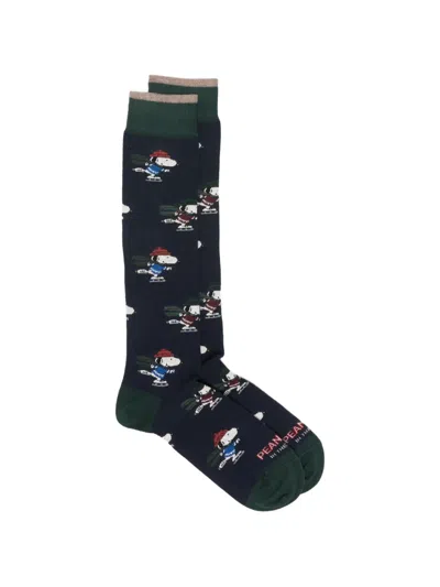 In The Box Snoopy-intarsia Socks In Blue