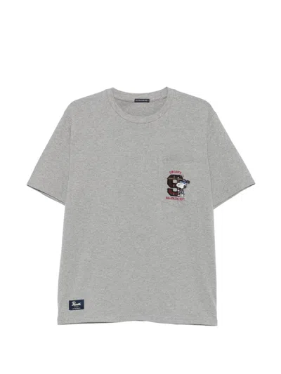 In The Box Snoopy-print Chest-pocket T-shirt In Gray
