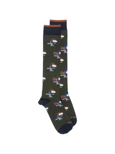 In The Box Snoopy-print Cotton Socks In Green