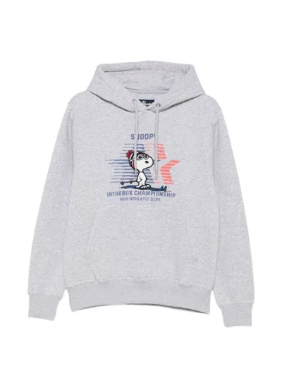 In The Box Snoopy-print Drawstring Hoodie In Gray