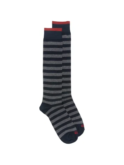 In The Box Striped Cotton Socks In Blue