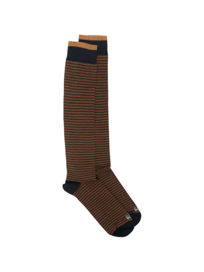 In The Box Striped Cotton-blend Socks In Brown