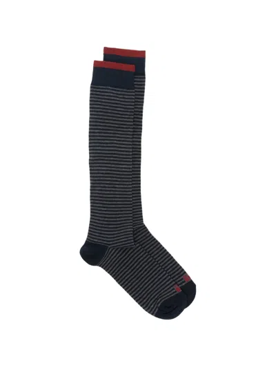 In The Box Striped-knit Socks In Blue