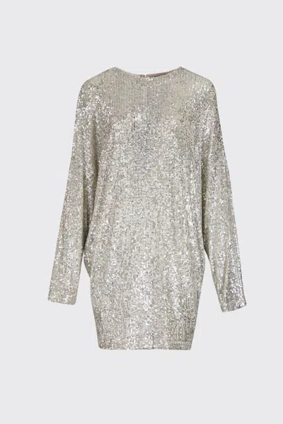 IN THE MOOD FOR LOVE ALEXANDRA SEQUIN DRESS IN BEIGE/SILVER