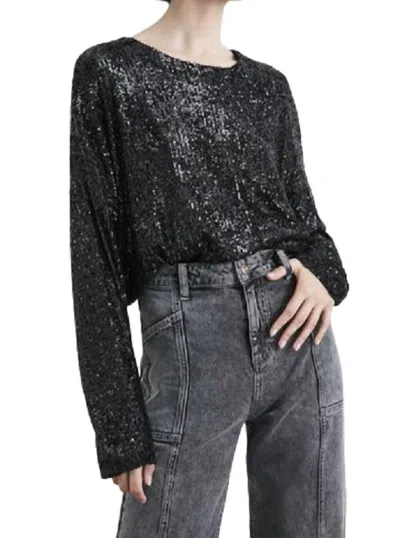 In The Mood For Love Alexandra Sequin Top In Black