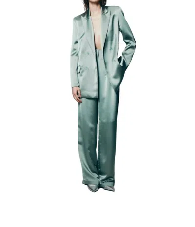In The Mood For Love Bonnie Satin Jacket In Orage Blue In Green
