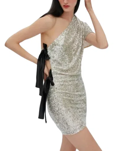 In The Mood For Love Bunny Dress In Beige Silver In Multi