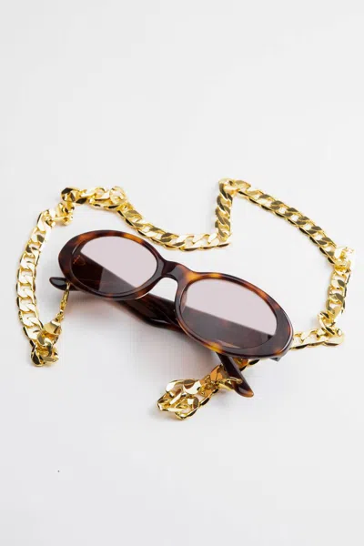 In The Mood For Love Caroline Bk Sunglasses With Chain In Tortoise In Beige