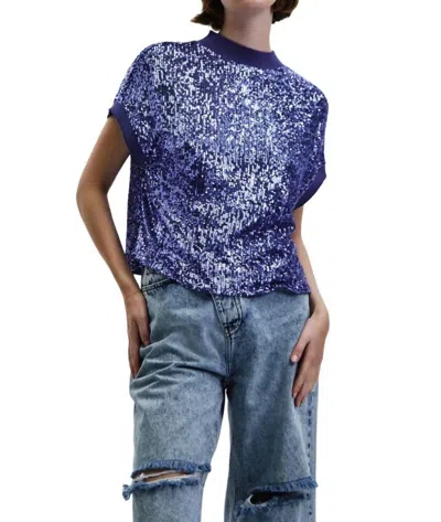 In The Mood For Love Cosima Sequin Top In Lavender Blue In Multi