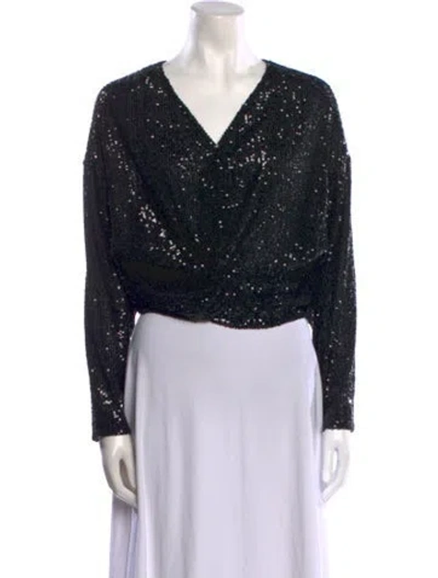 Pre-owned In The Mood For Love Cowl Neck Long Sleeve Crop Top In Black