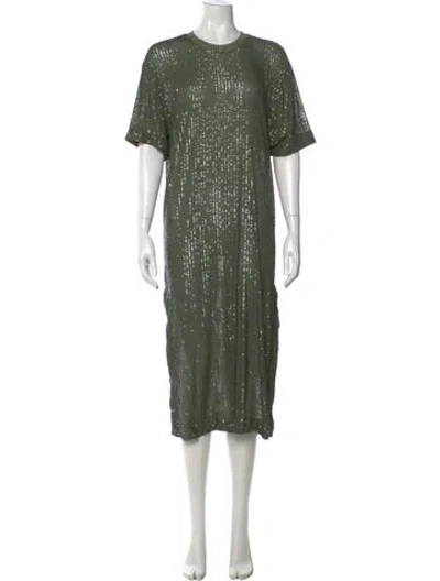 Pre-owned In The Mood For Love Crew Neck Midi Length Dress In Green