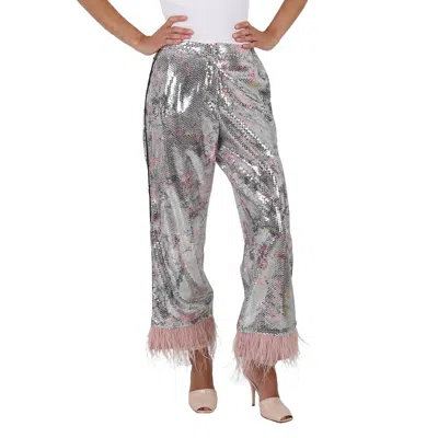 In The Mood For Love Feather-trimmed Springfield Sequin Pants