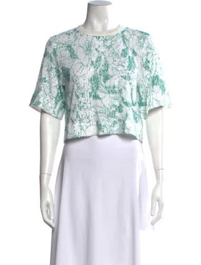 Pre-owned In The Mood For Love Floral Print Crew Neck Crop Top In White
