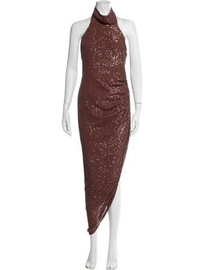 Pre-owned In The Mood For Love Halterneck Midi Length Dress In Brown