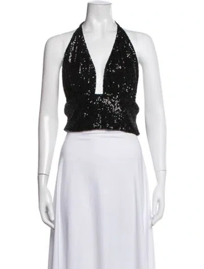 Pre-owned In The Mood For Love Halterneck Sleeveless Crop Top W/ Tags In Black